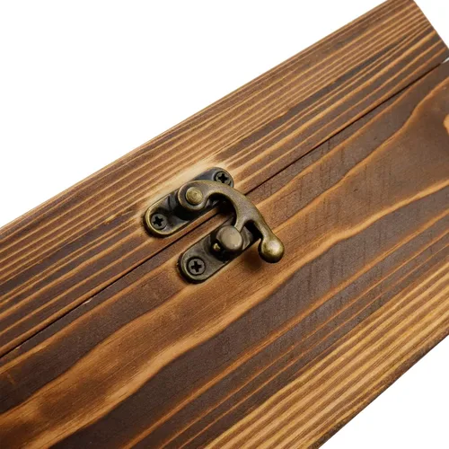 Miniatura 5 de Caja de madera KUMGROT con tapa con bisagras - Caja de regalo vintage con superficie escribible, caja de almacenamiento de madera maciza hecha a