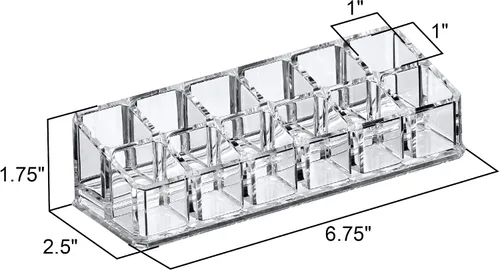 Miniatura 3 de Amazing Abby - Glamour - Paquete de 2 organizadores de lápiz labial acrílico de 12 ranuras, soporte para lápiz labial, soporte para brillo