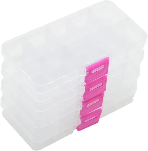 Miniatura 6 de Yansanido 4 piezas, 10 rejillas de 5 x 2.5 pulgadas, organizador ajustable pequeño extraíble de plástico con divisor, caja de almacenamiento