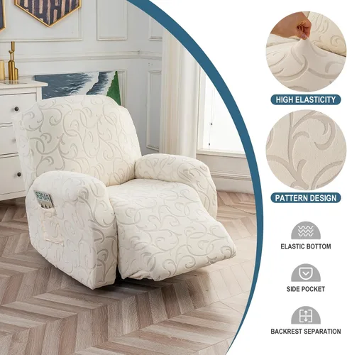 Miniatura 2 de Funda para Sillón Reclinable de 4 Piezas Elástica, Funda Deslizable de Sofá, Cubierta de Sofá para Sofá Reclinable de 1 Asiento, Protector