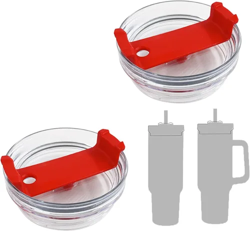 Miniatura 8 de Paquete de 2 tapas para vaso de 40 onzas compatibles con Stanley Quencher, cubiertas de vaso de acero inoxidable a prueba de derrames y resistentes