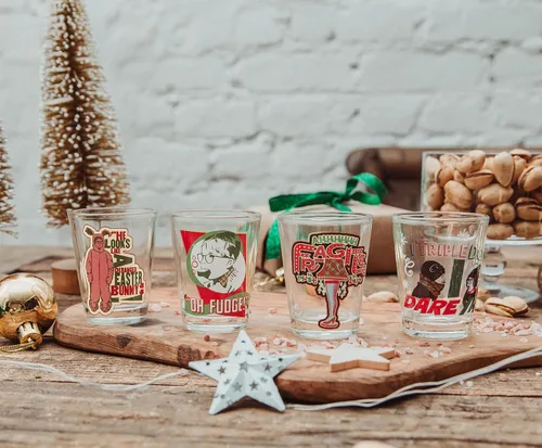 Miniatura 2 de Silver Buffalo A Christmas Story Quotes - Mini vasos de vaso de whisky de 2 onzas, juego de 4