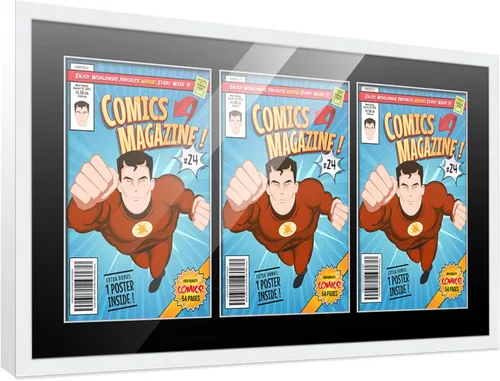 Miniatura 97 de Poster Palooza Marco de cómic con paspartú para 1 cómic de la Edad de Bronce publicado entre 1970 y 1985, marco de cómic negro para cómic de 7.25 x