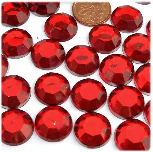 The Crafts Outlet 144 diamantes de imitación redondos de 0.630 in - parte trasera plana rojo rubí rojo