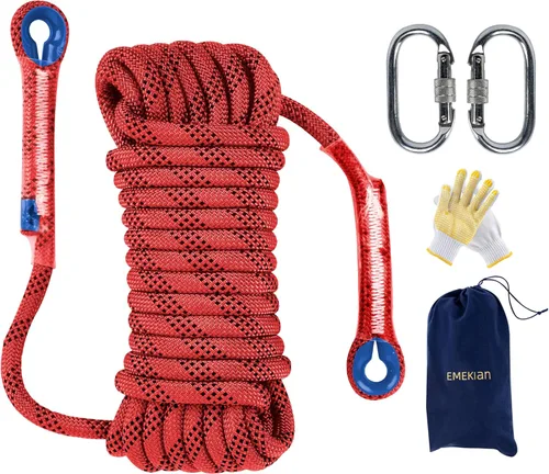 Miniatura 18 de Cuerda de escalada para interiores y exteriores, 10/12/0.551 in (32FT/49FT/65FT/98FT), cuerda de escalada en roca estática para cuerda de escape