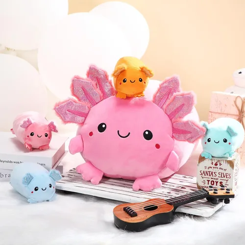 Miniatura 4 de Aoriher 5 piezas Kawaii Axolotl de peluche lindo de 14 pulgadas mamá axolote con 4.72 pulgadas mini almohada de peluche para adultos, regalo