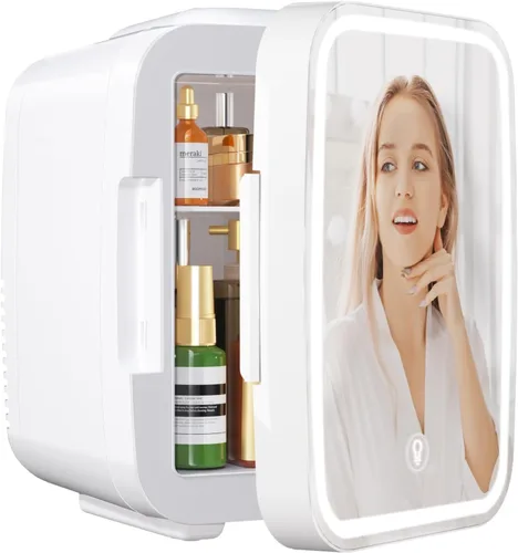 Miniatura 19 de YASHE Mini nevera, refrigerador pequeño de 4 litros/6 latas para el cuidado de la piel, 110 V CA/12 V CC, enfriador termoeléctrico y calentador