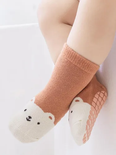 Miniatura 6 de Calcetines antideslizantes para bebés y niños pequeños con empuñaduras, calcetines de dibujos animados para niñas y niños recién nacidos, 5 pares