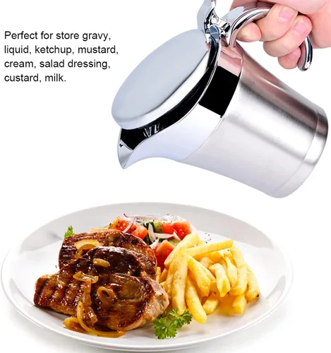 Miniatura 2 de Salsa de 15.2 fl oz, olla de salsa, acero inoxidable 304 con aislamiento térmico de doble pared, recipiente para servir bebidas, olla de cocina