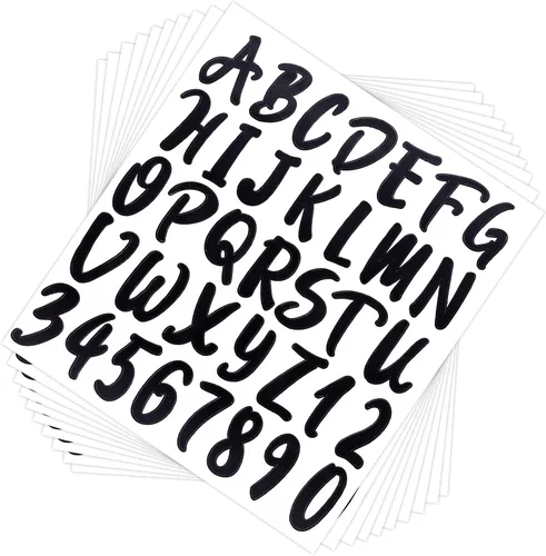 Calcomanías de letras de vinilo con números de buzón, 10 hojas, letras autoadhesivas para dirección de buzón, hogar, negocios, cocina, recipientes,
