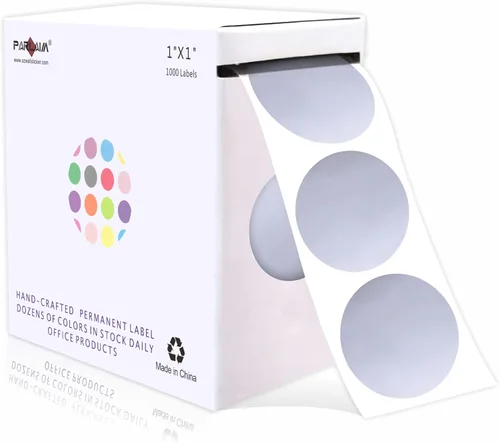 Miniatura 39 de PARLAIM Pegatinas adhesivas permanentes redondas de 1 pulgada con código de color en forma de puntos, 1000 por rollo, caja dispensadora de Azul