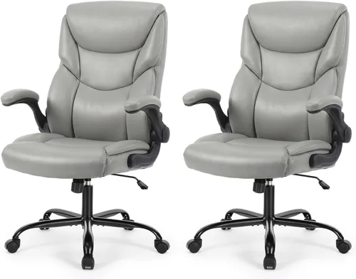 Miniatura 13 de Sweetcrispy Silla ergonómica para juegos de computadora, respaldo alto, sillas de oficina con ruedas, brazos abatibles, altura ajustable, piel