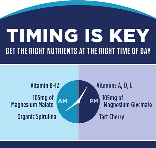 Miniatura 4 de KAL Plus Multivitamínico 2 en 1 para mujeres mayores de 50 años, vitamina B y D AM/PM, biotina, ginkgo biloba, fuerza ósea y apoyo inmunológico