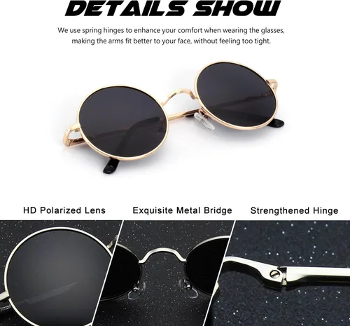 Miniatura 10 de CGID Gafas de sol unisex polarizadas redondas E01 Lennon