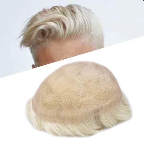 Miniatura 60 de Tupé para hombres cabello humano real sistema de cabello para hombre encaje francés completo 100% cabello humano postizos para hombres pieza de pelo