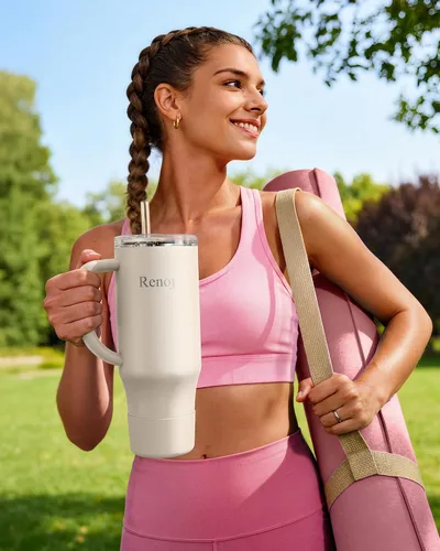 Miniatura 3 de Renoj FlexSlide White - Taza aislada 100% resistente a derrames, para café helado y bebidas calientes, se adapta al portavasos del automóvil, regalo