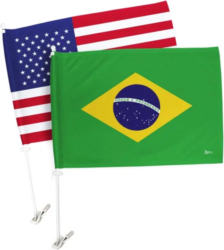 Miniatura 141 de Bandera de Estados Unidos con poste para coche, bandera para carros, 2 unidades, bandera de América, capó para auto, 4 de julio, decoración