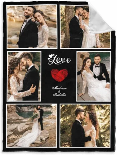 Miniatura 18 de InterestPrint Manta de fotos personalizada para pareja, novio, novia, manta personalizada de 6 fotos, manta personalizada de aniversario y boda
