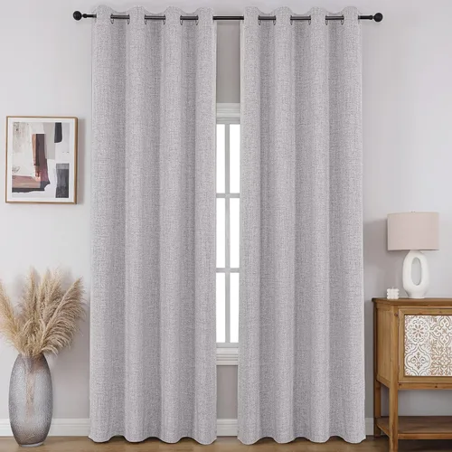 Miniatura 26 de CUCRAF - Juego de 2 paneles de cortinas de ventana con oscurecimiento total del 100%, de 54 pulgadas de largo, con aspecto de lino falso, cortinas