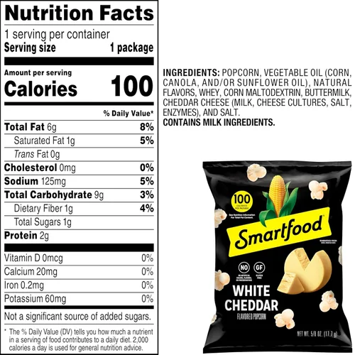 Miniatura 3 de Smartfood White Cheddar - Palomitas de maíz, sabor queso cheddar blanco, 0.625 onzas (paquete de 40)