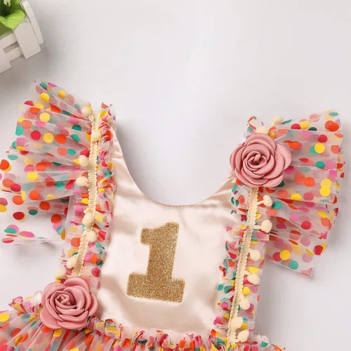 Miniatura 4 de Vestido de princesa para el primer cumpleaños de niña pequeña, vestido vintage de margaritas florales para tartas y sesión de fotos