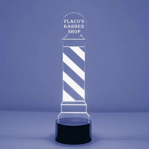 Miniatura 2 de Luz de noche personalizada para barbería con letrero LED de poste de barbero con mando a distancia, pantalla iluminada con nombre o imagen Peluquero