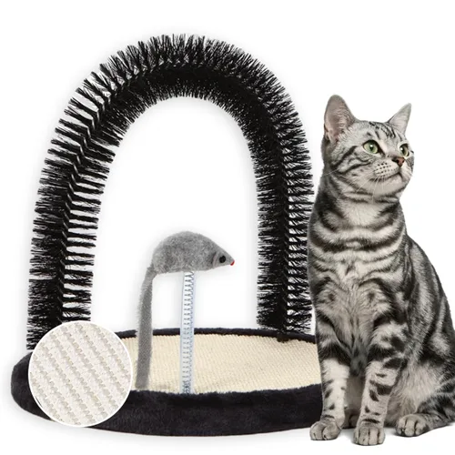 Miniatura 7 de Happi N Pets Acicalador Automático para Gatos Grandes, Cepillo de Aseo en Arco con Almohadilla de Rascado de Madera Pesada, Poste para Frotarse