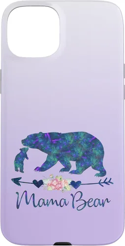 Miniatura 9 de Teal Blue Purple Floral Mama Bear and One Cub Silver Purple Case for iPhone 17