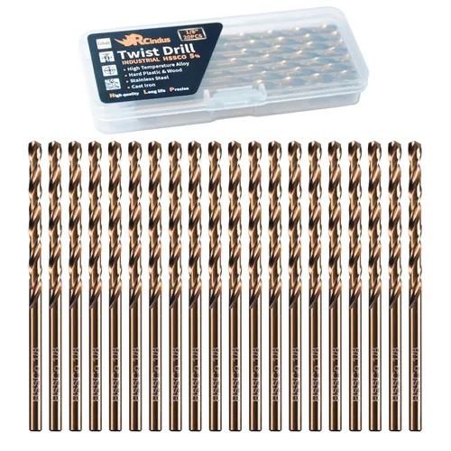(20PCS) Broca de cobalto de 1/8", brocas de metal HSS M35 para acero, acero inoxidable, hierro fundido, plástico duro y madera