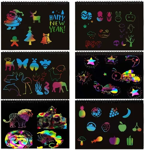 Miniatura 6 de I&Art - Libros de arte para rascar para niños, papel de arte para rascar, arco iris, para los mejores regalos