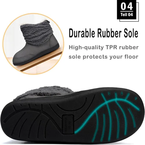 Miniatura 5 de JEBUKTXE Botas de invierno para hombre y mujer, botas de invierno para interiores y exteriores, pantuflas de felpa con espuma viscoelástica