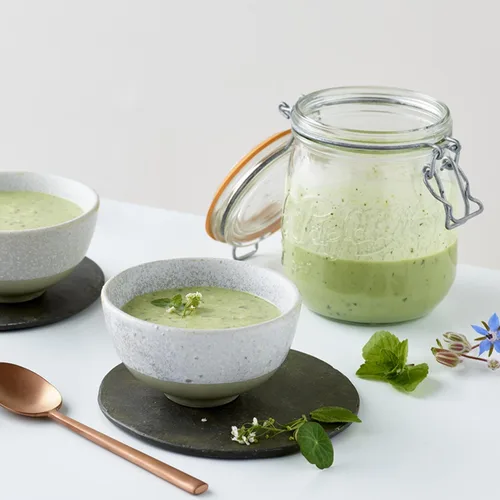 Miniatura 6 de Le Parfait Super Jars Tarros de vidrio para conservas estilo francés, de boca ancha, con cuerpo redondeado, tapas de vidrio y sellos de hule 24oz