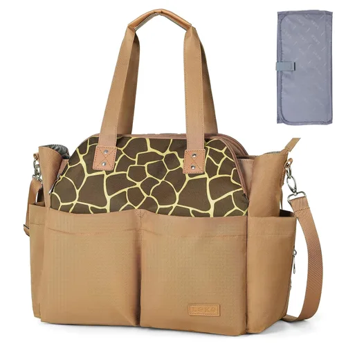 Miniatura 12 de Lekebaby - Bolso para pañales para bebé - 17 bolsillos, gran pañalera de viaje con cambiador portátil, bolso cruzado para hospital y maternidad