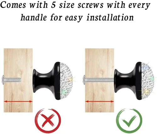 Miniatura 4 de SAVORI Pomos decorativos para cajones, pomo de cristal diseñado con diamantes de imitación para armario, armario, tiradores con tornillos