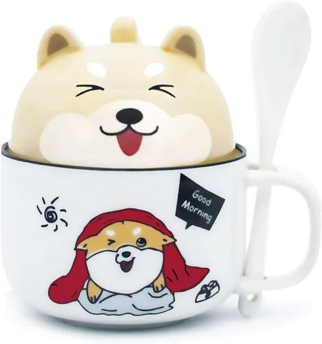 Miniatura 9 de Lindas tazas de café de cerámica Corgi con tapa y cuchara, diseño de perro encantador regalo para niños y niñas