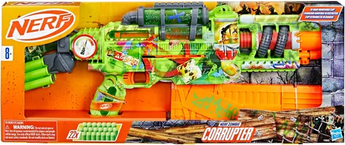 Miniatura 2 de Nerf Zombie Corrupter Dart Blaster, 22 dardos Nerf Elite, 18 pinzas de dardos, almacenamiento de dardos, acción de pernos, juegos al aire libre, a