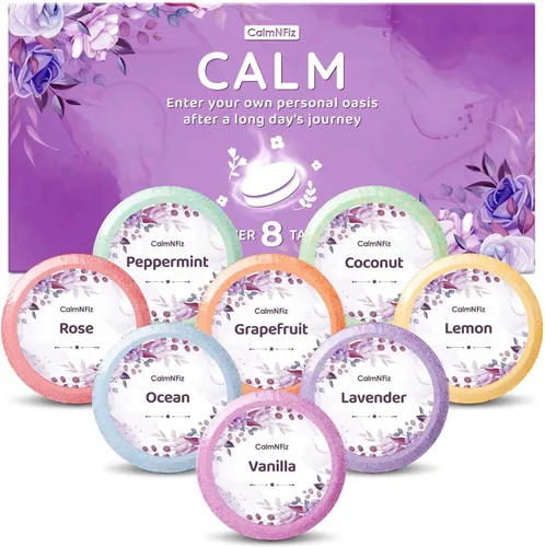 Miniatura 5 de CalmNFiz Vapores de ducha 8 aromas, bombas de ducha y baño con fragancias orgánicas y naturales para adolescentes y adultos, regalo de cumpleaños