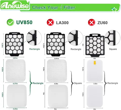 Miniatura 3 de Anewise Piezas de repuesto de cepillo, filtro y correa para Shark UV850 Performance Lift-Away ADV DuoClean PowerFins aspiradora vertical, 1 rollo