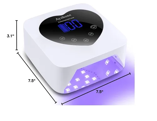 Miniatura 7 de Lámpara de uñas UV LED inalámbrica, secador de uñas recargable de 72W con luz de esmalte de gel y gran pantalla LCD, lámpara de uñas curativa Blanco