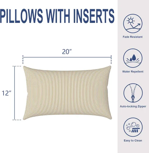 Miniatura 770 de Juego de 2 almohadas para exteriores de 16 x 16 pulgadas, repelentes al agua con interiores, para muebles de patio, hogar, jardín, geometría bohemia