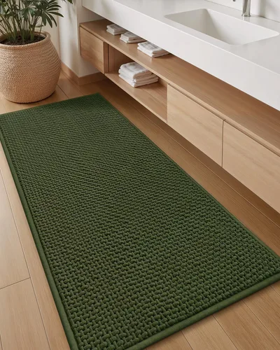 Miniatura 23 de Color&Geometry Alfombras de baño con parte trasera de goma, antideslizante, lavable a máquina, alfombra bohemia de felpilla suave y absorbente
