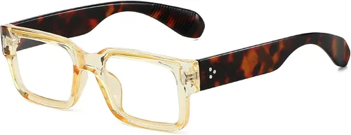 Miniatura 11 de Breaksun Lentes rectangulares para hombres y mujeres, anteojos cuadrados de luz azul, montura gruesa, lentes negros