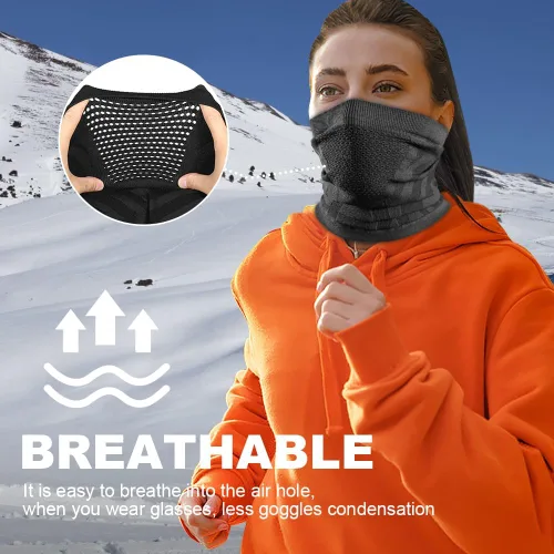 Miniatura 5 de WTACTFUL Calentador de Cuello de Invierno Polaina a Prueba de Viento Máscara Facial Pasamontañas Bandana para Esquí Snowboard Todo negro