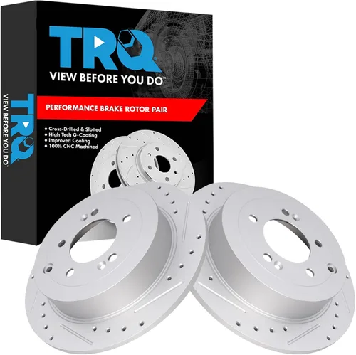 Miniatura 418 de TRQ Juego de rotores de freno de rendimiento trasero con revestimiento G premium compatible con Mazda 6 2014-2021