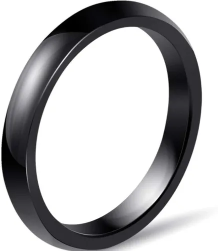 Miniatura 2 de Paquete de dos anillos apilables de cerámica pulida en blanco y negro de 0.118 in