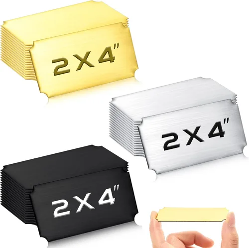 Miniatura 8 de Therwen 30 Piezas Placas de Nombre Grabadas con Láser de Acero Inoxidable Cepillado Placa Personalizada Placa en Blanco Etiqueta de Nombre Negro