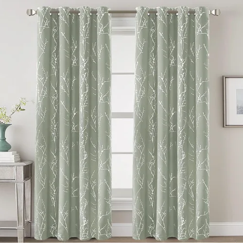 Miniatura 2 de H.VERSAILTEX - Cortinas opacas con estampado de ramas de árbol en lámina, para dormitorio, con aislamiento térmico, ojales, cortinas para bloquear