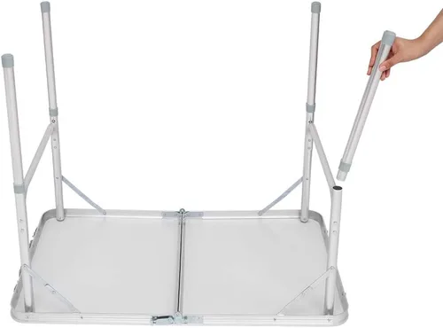 Miniatura 7 de Henf Mesa plegable de aluminio de 3 pies, mesa de campamento portátil, mesa plegable ligera con asa de transporte, altura ajustable para fiestas
