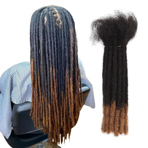 Miniatura 38 de Viovian Extensiones de rastas de 0.23 pulgadas de cabello humano de 6 pulgadas, 20 hebras ombré, extensiones de cabello humano para hombres, 1b/27