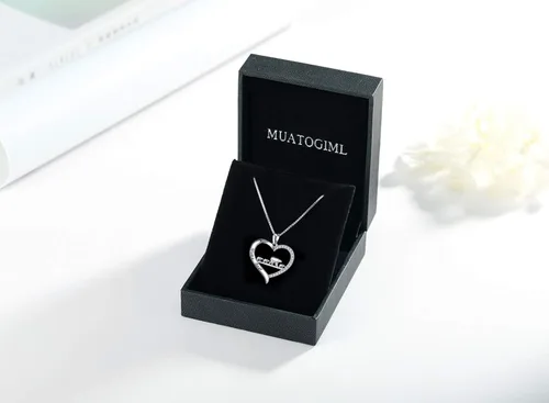 Miniatura 7 de MUATOGIML Collar de plata de ley 925 con colgante de corazón para mamá, oso, panda, elefante, perezoso, collares de animales para madre, hijo, hija